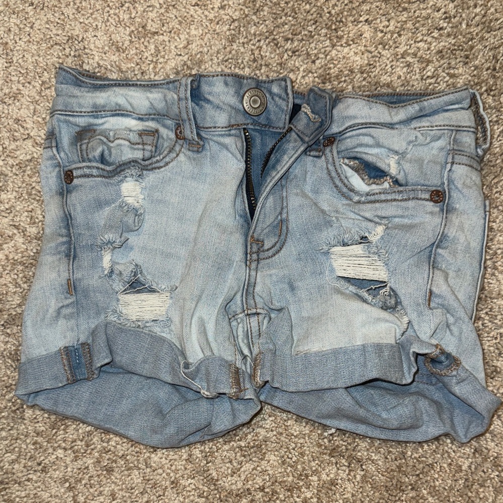 Aeropostale Light Blue Ripped Jean Shorts